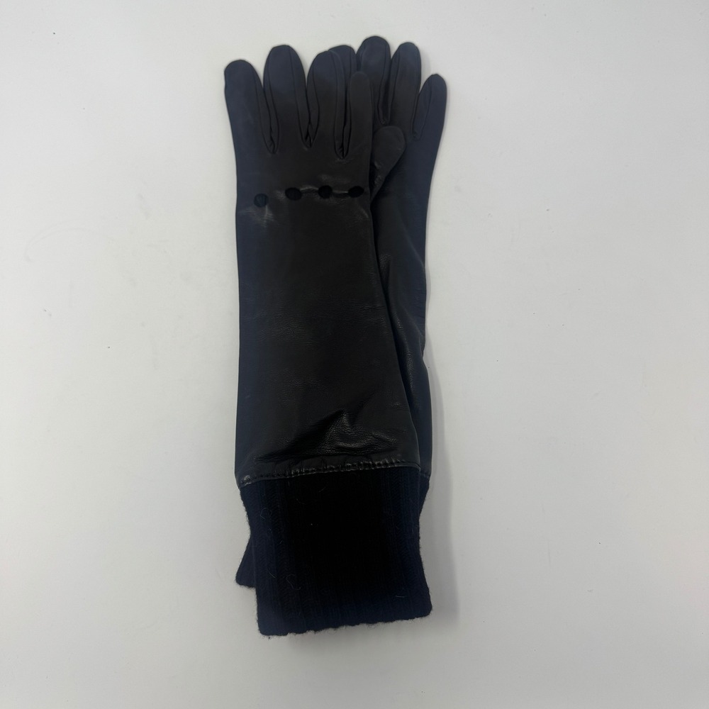 Vintage‎ Piazza Sempione Italian Gloves Womens M Black Preowned Leather Goat